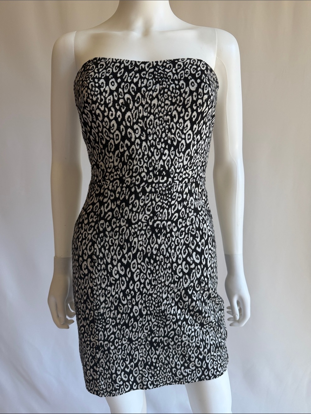 Trina Turk Black and White Strapless Leopard-Print Sheath Dress